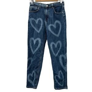 GUESS Heart Print Mom Jeans Girls' Size 16 Medium Wash‎ 5 Pocket Big Girls Denim